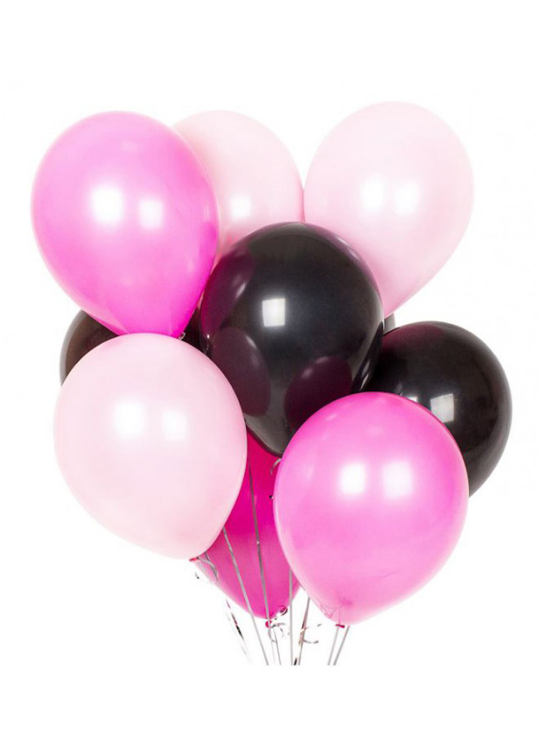 черные, ярко-розовые и розовые шарики