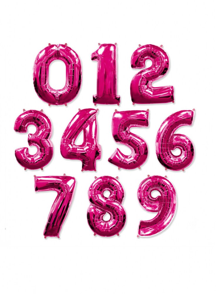 ярко-розовые фольгированные цифры